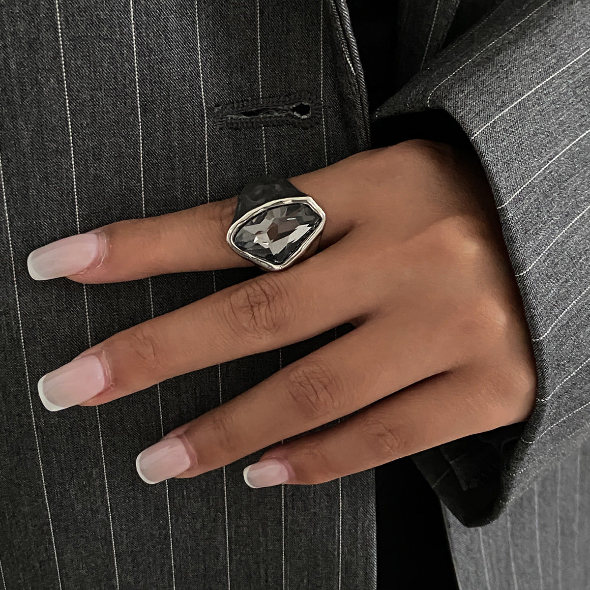 Geometric Acrylic Diamond Ring Set Trendy Fashion Rings