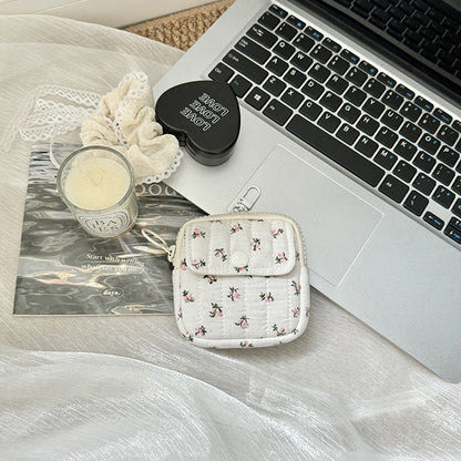 Mini Bluetooth Earphone Organizer Wallet with Floral Design