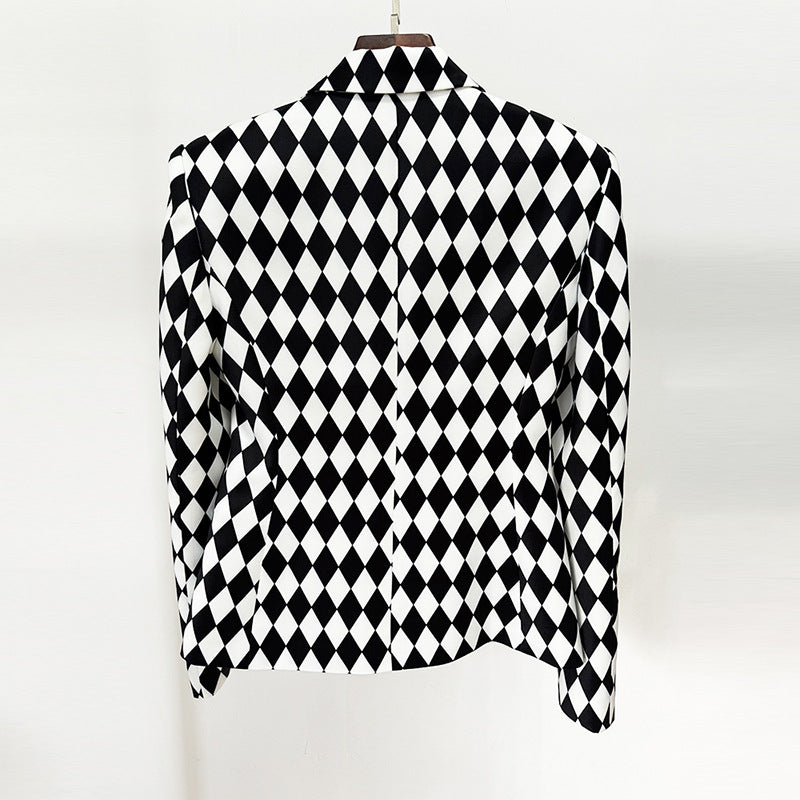 Black And White Check Blazer Jacket