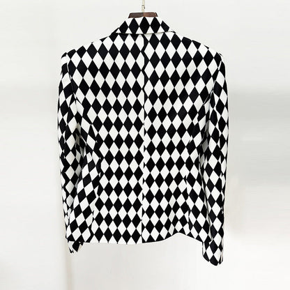Black And White Check Blazer Jacket