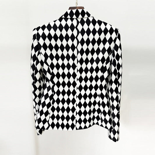 Black And White Check Blazer Jacket
