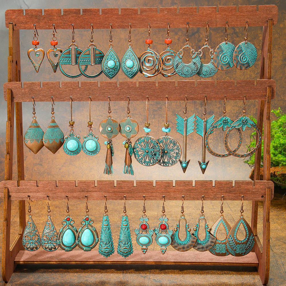 Vintage Style Alloy Earrings with Geometric Design and Bohemian Charm