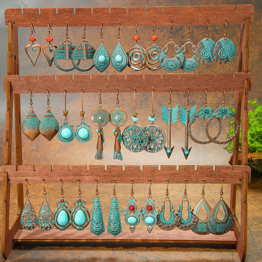Vintage Style Alloy Earrings with Geometric Design and Bohemian Charm