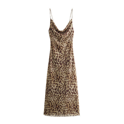 Simple Print Spaghetti Strap Maxi Dress