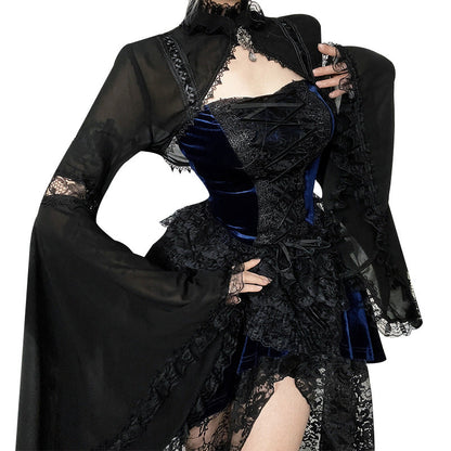 Black Lace Cardigan for Women with Floral Pattern