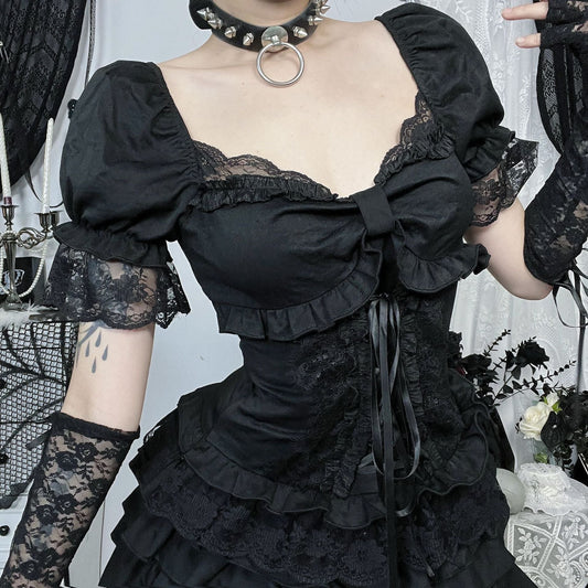 Gothic Style V-Neck Crop Top Sexy Urban Fashion
