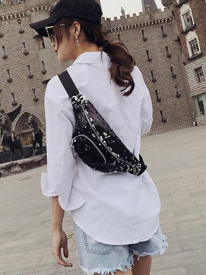 Trendy Women's Sequin Crossbody Chest Bag