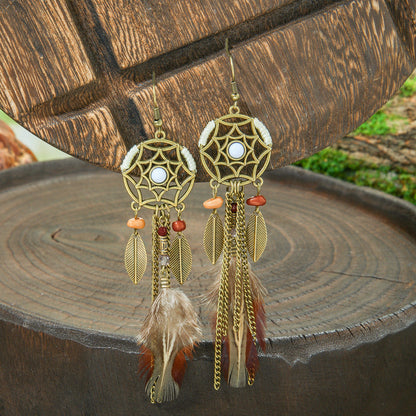 Bohemian Style Handmade Tassel Earrings with Heart-Shaped Design