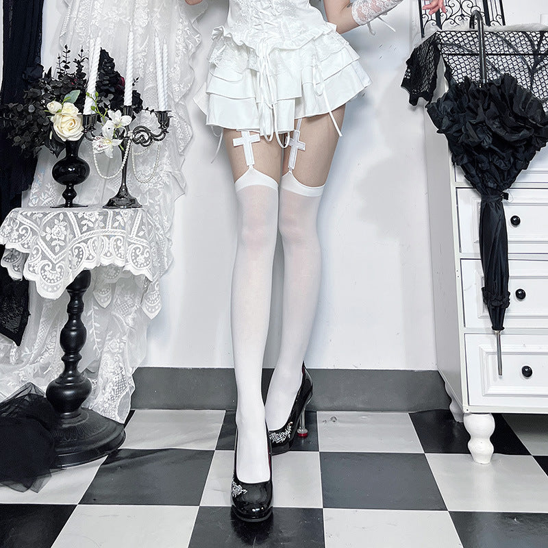 Cross Pattern Over Knee Suspender Socks Trendy Sexy Style