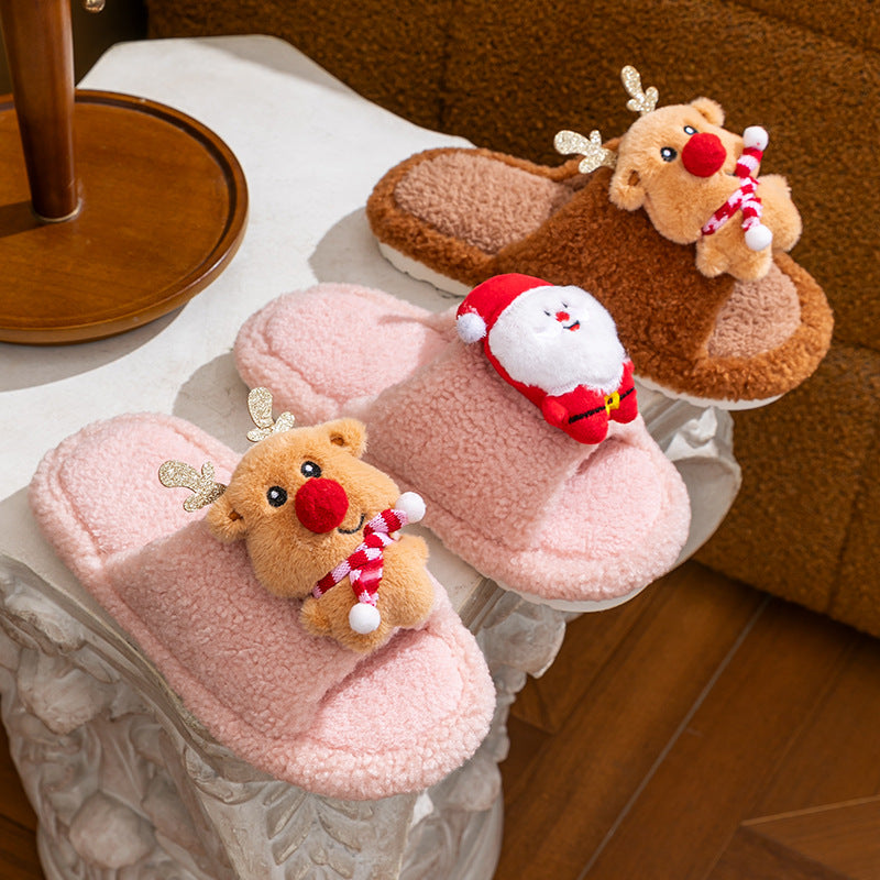 Soft Plush Fleece Open Toe Indoor Slippers