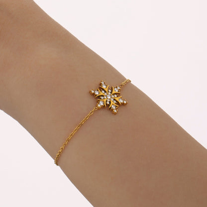 Sparking Cubic Zirconia Snowflake Chain Bracelet