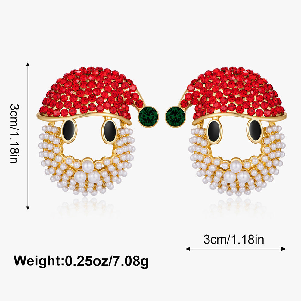 Trendy Enamel Christmas Theme Rhinestone Dangle Earring