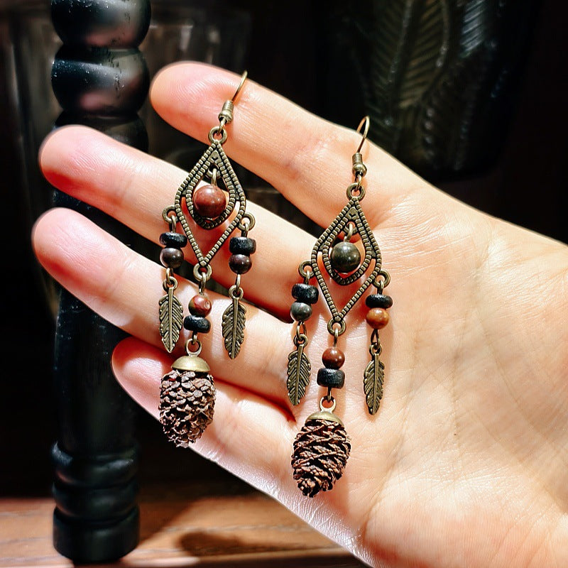 Handcrafted Vintage Geometric Feather Earrings Bohemian Style