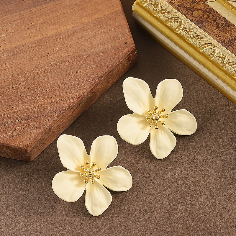 18K Gold Plated Fashion Klein Blue Floral Stud Earrings