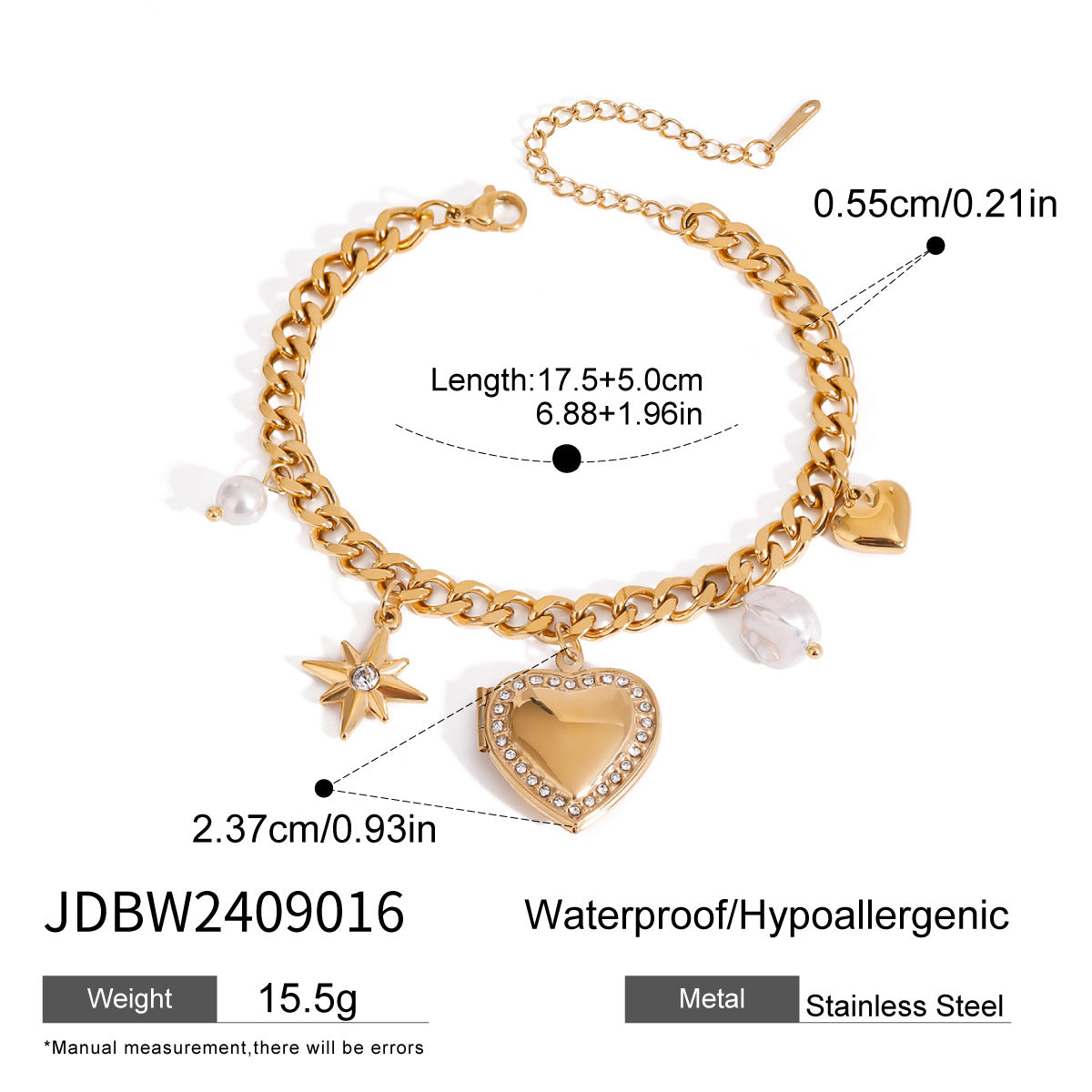 Minimalist Heart Pendants Tassel Chain Bracelet