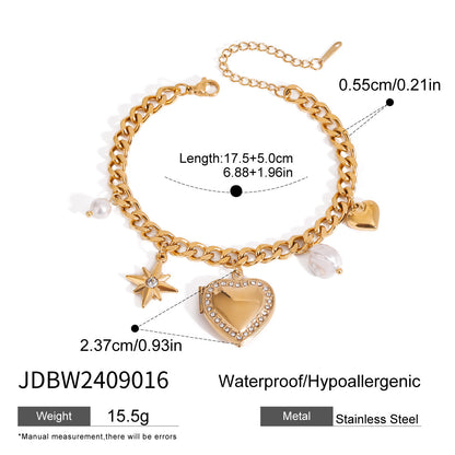 Minimalist Heart Pendants Tassel Chain Bracelet