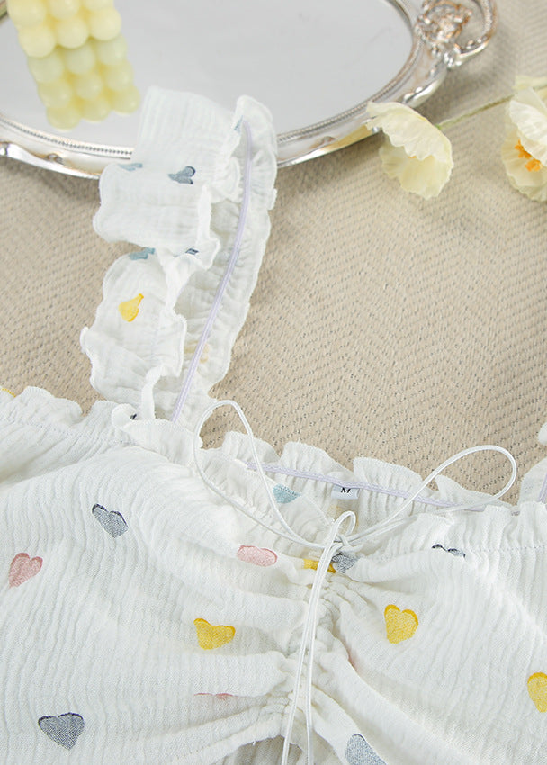 Heart Print Lounge Set Lightweight Fabric