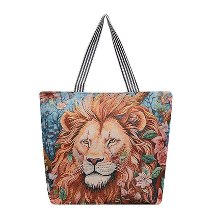 Fashionable Gold Embroidery Animal Tote Bag Stylish Shoulder Bag