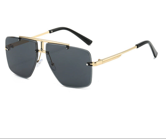 Retro Square Frame Unframed Sunglasses for Men