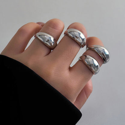 Trendy Geometric Metal Rings Set For Women
