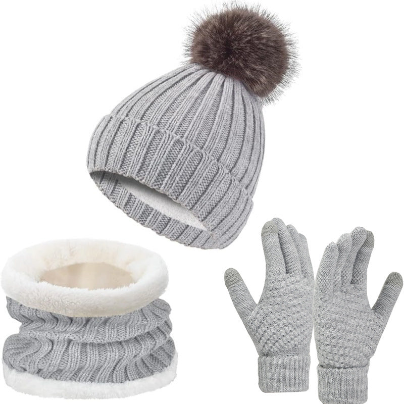 Warm Knitted Winter Scarf, Hat, and Gloves Set