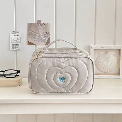 Salt Blue Portable Makeup Bag Embroidered Travel Organizer