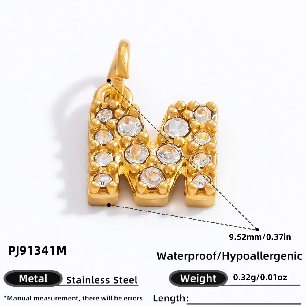 DIY Letter Pendant Necklace and Bracelet Set Stainless Steel Accessories