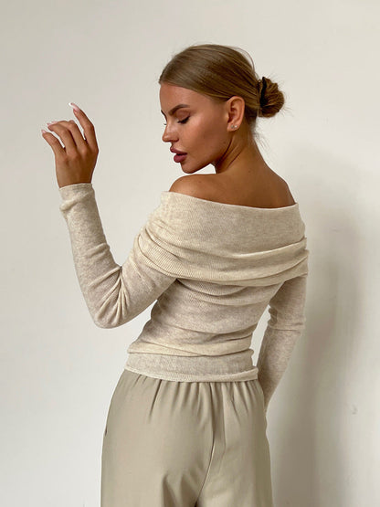 Off Shoulder Sexy Solid Color Knit Top