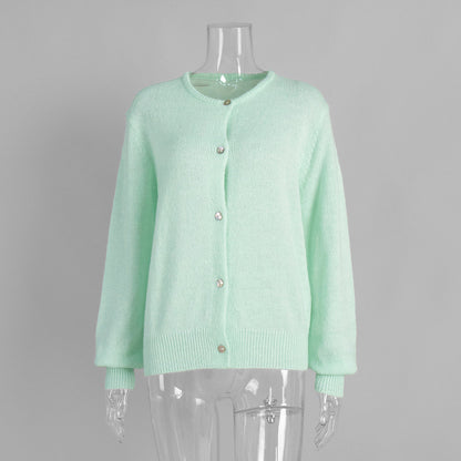 Minimalist Winter Solid Color Knit Cardigan