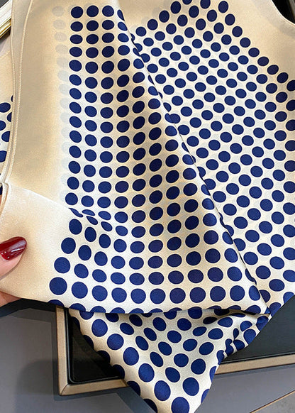 Satin Polyester Scarf Navy Polka Dot Square