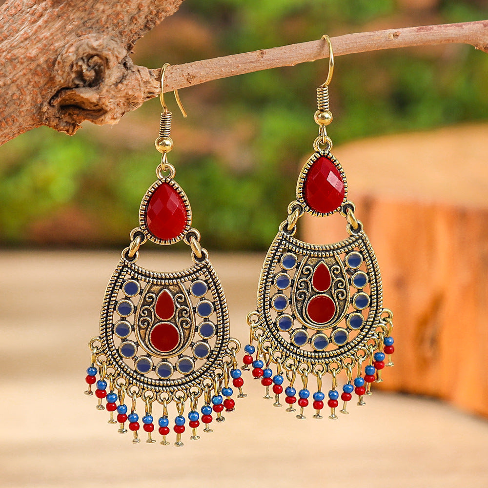Fashion Tassel Bead Earrings for Women Stylish Vintage Jewelry