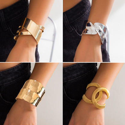Geometric Cutout Metal Cuff Bracelet Trendy Fashion Jewelry