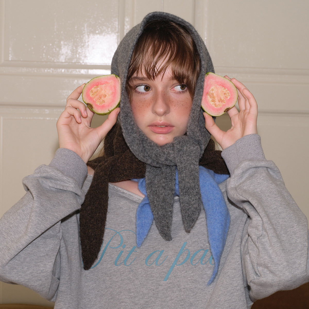 Solid Color Knitted Wool Blend Triangle Scarf for Women