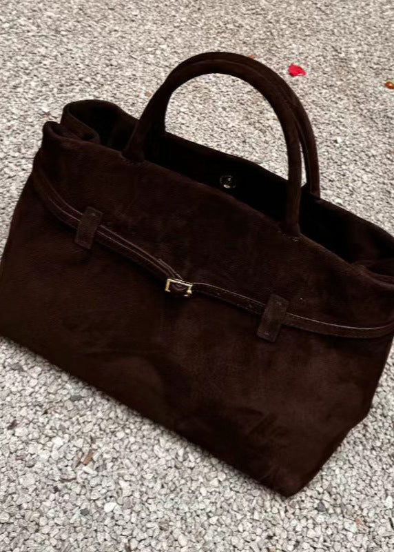 Suede Tote Bag With Buckle Detail