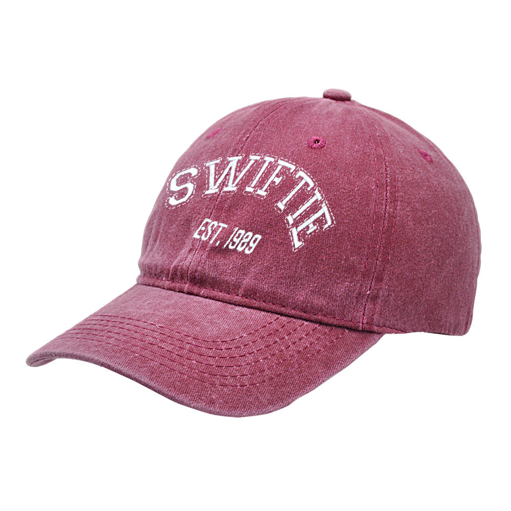 Letter Enbroidered Washed Simple Baseball Caps