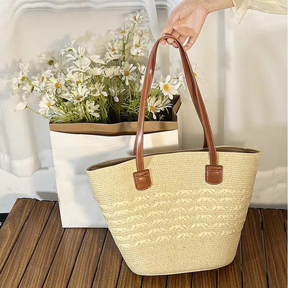 Women's Summer Straw Tote Bag Large Capacity Woven Shoulder Bag