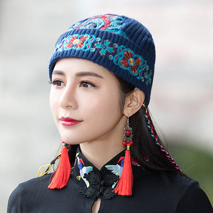 New Autumn And Winter New Ethnic Style Ladies Embroidered Wool Hat Warm Hat Knitted Hat Old Hat