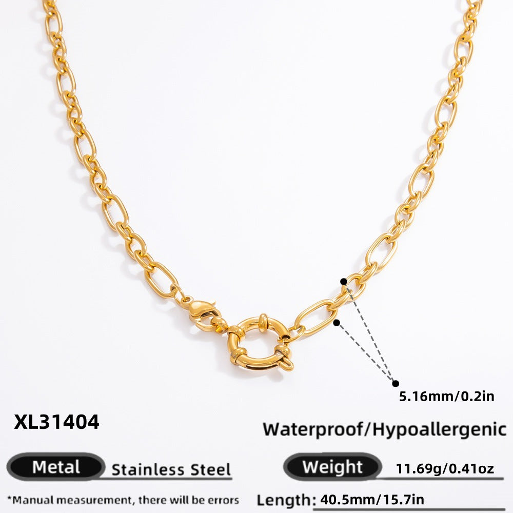 18K Gold Plated Stainless Steel Spring Clasp Necklace Stylish Choker for Women