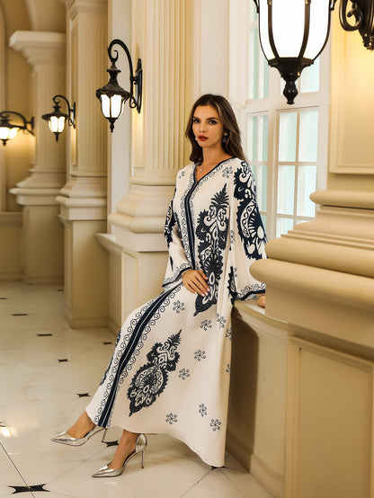 Women's Long Abaya with Rhinestone Detail