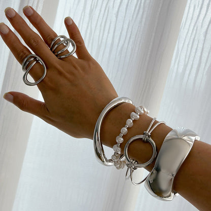 Geometric Alloy Bracelet Set Minimalist Spring Band