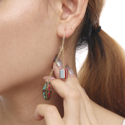 Bohemian Nepal Pearl-Tibetan Earrings Retro Turquoise Classic Personality Elegant Accessories Earrings