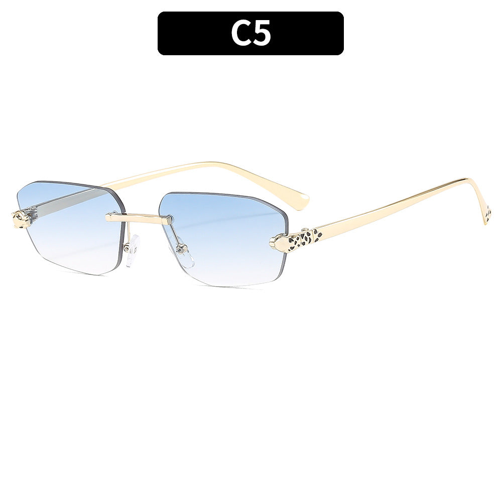 Trendy Fashion Frameless Leopard Sunglasses for Men and Women