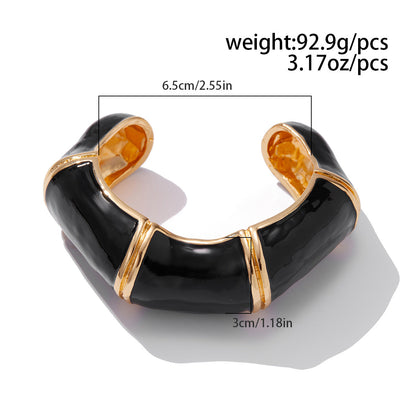 Vintage Enamel Open Wavy Bamboo Bracelets