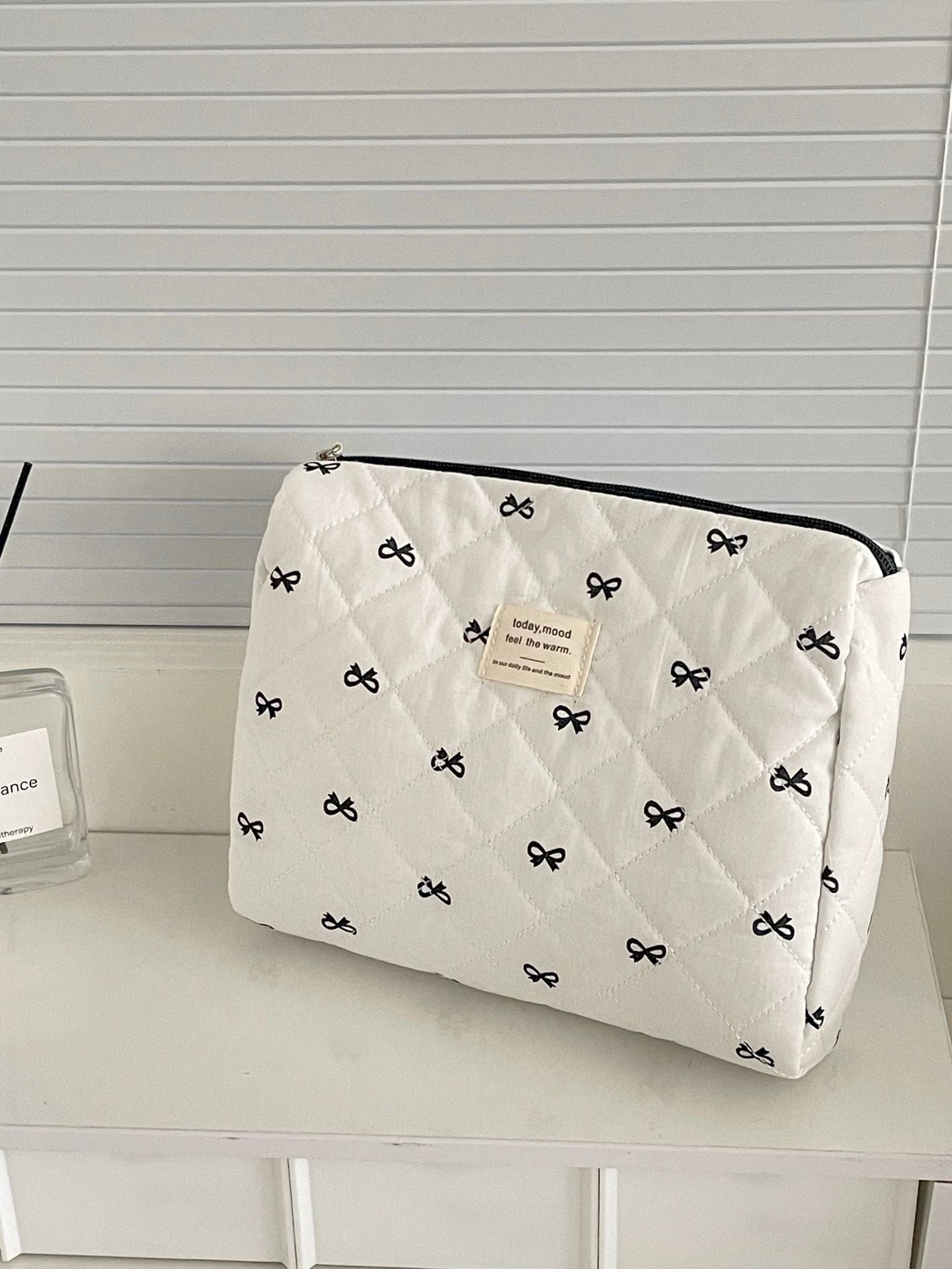 Black Sweet Bow Makeup Bag Trendy Portable Storage Pouch