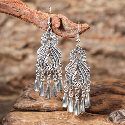 Bohemian Vintage Floral Tassel Earrings for Women