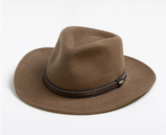 Stylish Wool Fedora Hats with Decorative Bands for Men