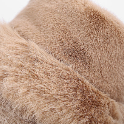 Simple Fluffy Faux Fur Thermal Bucket Hat