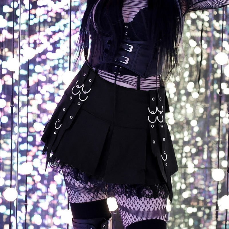 Black Gothic Pleated Skirt Comfortable All-Season Fashion