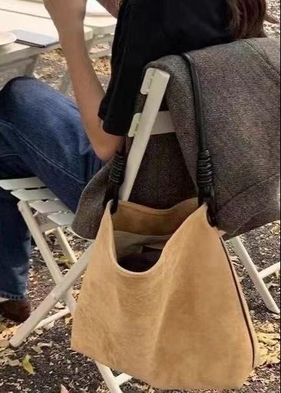 Suede Tote Bag With Knotted Handle