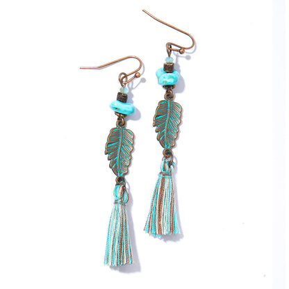 Bohemian Style Gemstone Tassel Earrings for Women